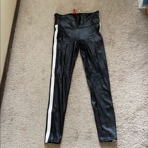 Spank Faux Leather tuxedo stripe legging